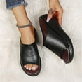 thumbnail image 5 of Women's slip-on waterproof platform wedge high heel sandals soft and light casual open toe fish mouth summer beach walking slippers, 5 of 7