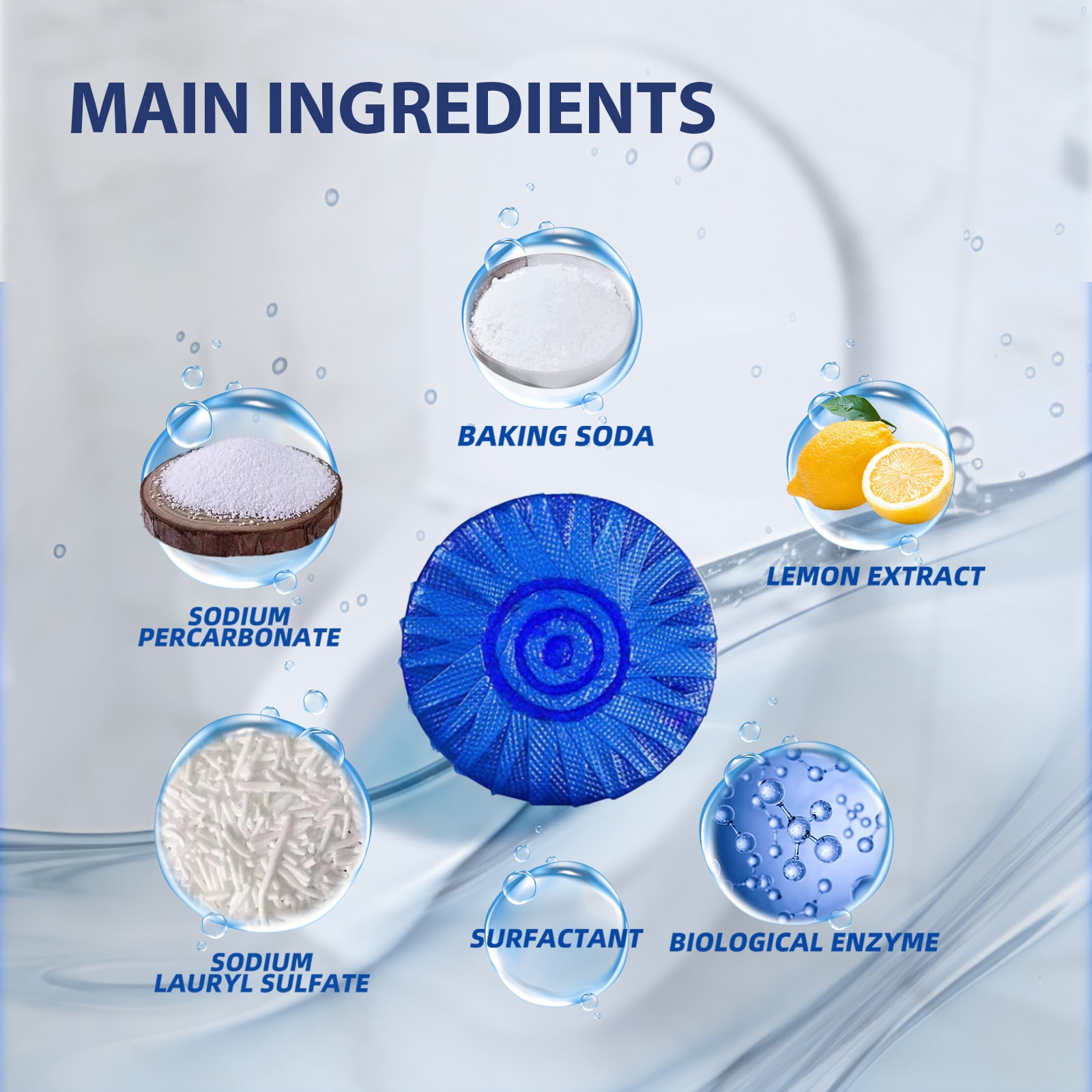 Alvantor Toilet Bowl Cleaner Tablets - Hard Water Stain Remover, Deodorizer, Easy-Use & Fresh - 12 Tablets