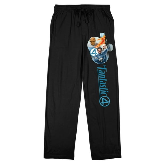 The Fantastic Four: First Steps Character Print Men's Black Sleep Pajama Pants-Medium