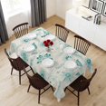 thumbnail image 6 of Teal Boho Table Cloth Waterproof Tablecloths, Vintage Pattern Ethnic Flower Tribal Leaf Tablecloth Dining Table Cover for Kitchen Party Tabletop Outdoor, Rectangle Tablecloth 54x108 Inch, 6 of 9