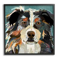 Stupell Industries Fluffy Dog Portrait Modern Script Collage Overlay Graphic Art Black Framed Art Print Wall Art, Design by Traci Anderson