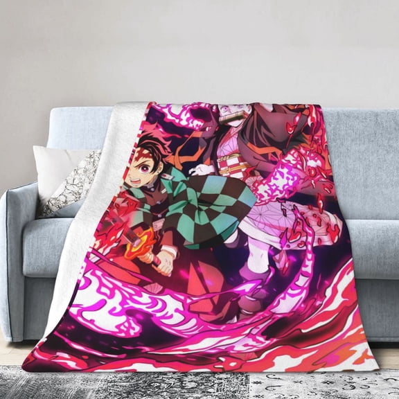Demon Slayer Bed Blanket Air Conditioner Quilt Ultra Soft Flannel Blanket All Season Fuzzy Blanket Reversible Fluffy Plush Blanket 40"X30"