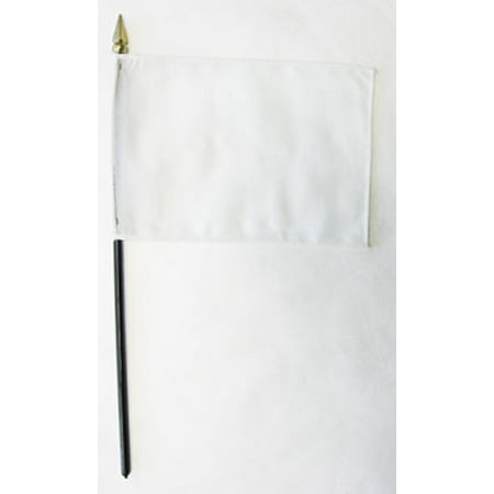 White - 4"X6" Solid Color Stick Flag