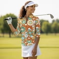 thumbnail image 4 of Uorisanigo Hippie Flower Athletic Polo Workout Tops for Women Casual Versatile Women's Dry-Fit Golf Polo Shirts Fashion 3/4 Roll Sleeve Zip Up Collar Outing Wear for Workout Sports, 4 of 7