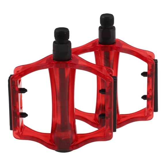 Unique Bargains Bicycle Pedal Plastic Universal Bike Flat Pedal with Reflective Strips Transparent Red 14mm Axles Non-Slip Bicycle Pedal for BMX MTB Road Bikes 1Pair