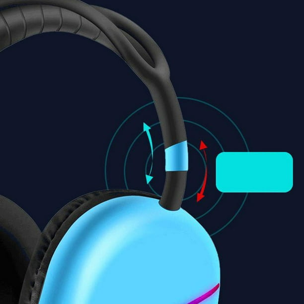 Casque avec micro 20 heures de rétroéclairage RVB sur l'oreille pour  ordinateur portable de jeu Son de haute qualité Unité de haut-parleur 40 mm  - Noir 