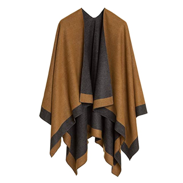 Women's Cloak Shawl Soft Warm Windproof Wrap Stylish Color Blocking Design for Autumn Spring Winter