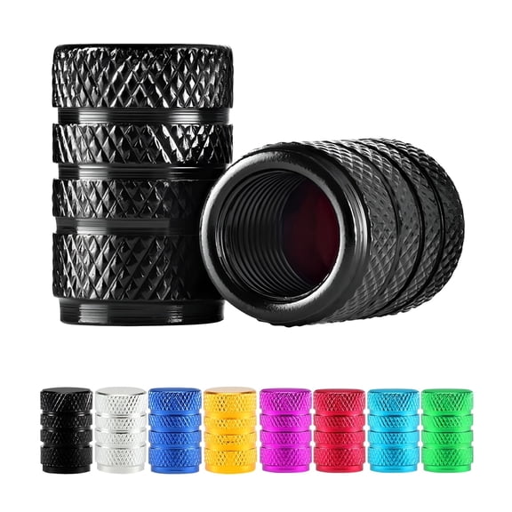 MELIVO 4x Pack Aluminum Valve Stem Caps Tire Covers Rust-Free Metal Screw Lid Car/Truck