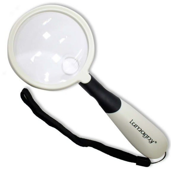 Lumagny Dual Magnification Aspheric Magnifier | 3x & 5x Lens | 2-Way LED Light | Ergonomic Grip & Handle | Modern Design | 3½" (8.9 cm) Diameter