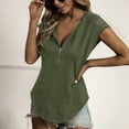 thumbnail image 4 of USSUMA Womens Plus Savings Tops and T-Shirts - Lace Summer Tops for Women V Neck Zipper Shirts Lace Shoulder Short Sleeve Summer Tunic Tops Loose Casual Tops Blouses 2022 Beach, 4 of 8