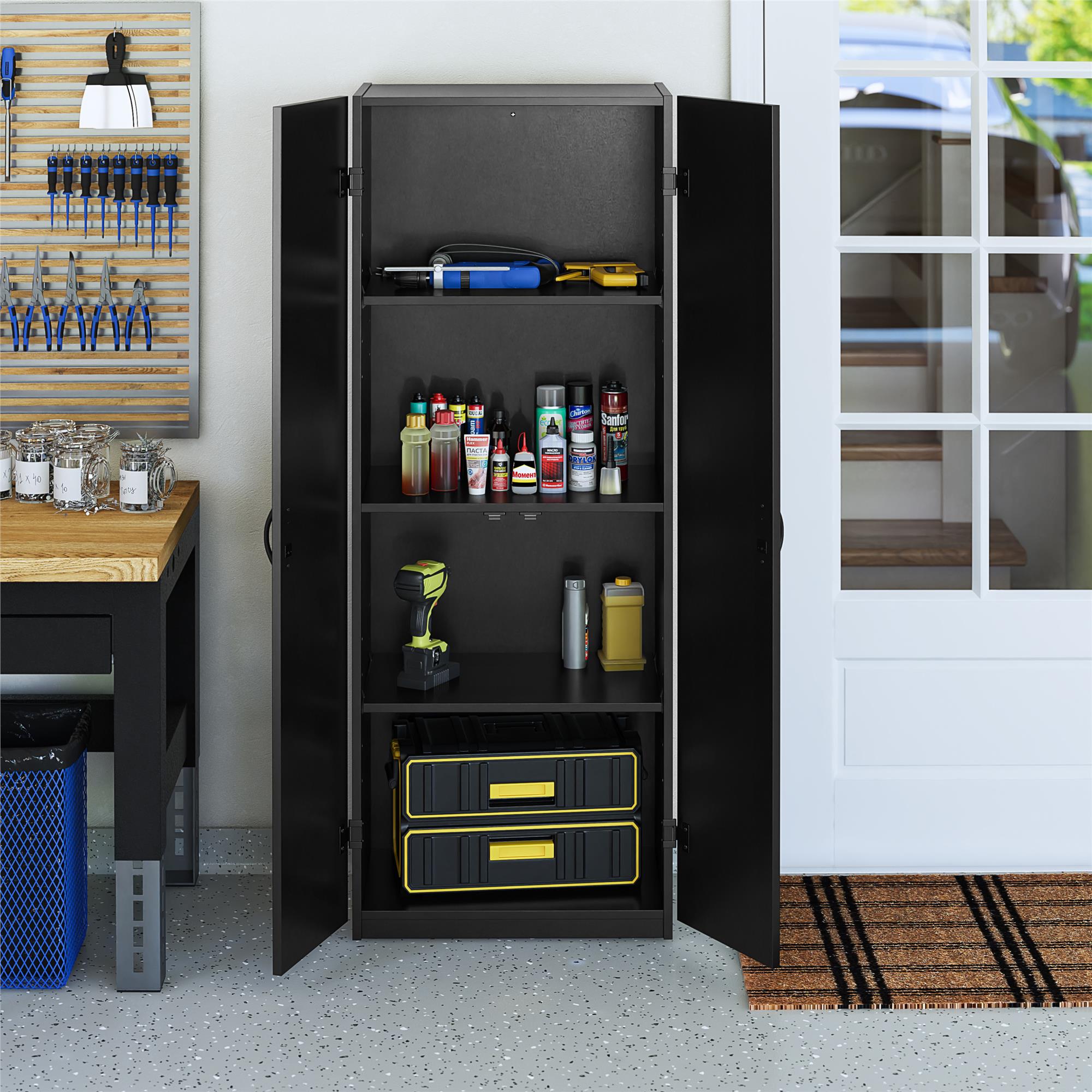 Mainstays 60" 2 Door Storage Cabinet, Black
