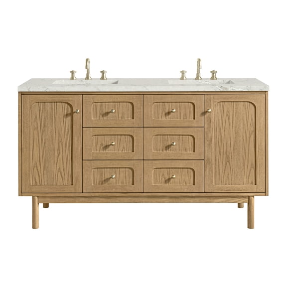 James Martin Vanities 545-V60D-LNO-3VSL Laurent 60" Double Basin Poplar Wood Vanity Set -