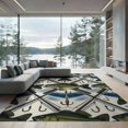 thumbnail image 2 of ODIKA 8'x10' Washable Area Rug Bass Angler Hook Lure Frame Tackle Motif Border Fish Fishing Refined Structured for Living Room, Under Sectional, Family , Durable, Non-Slip, 2 of 7