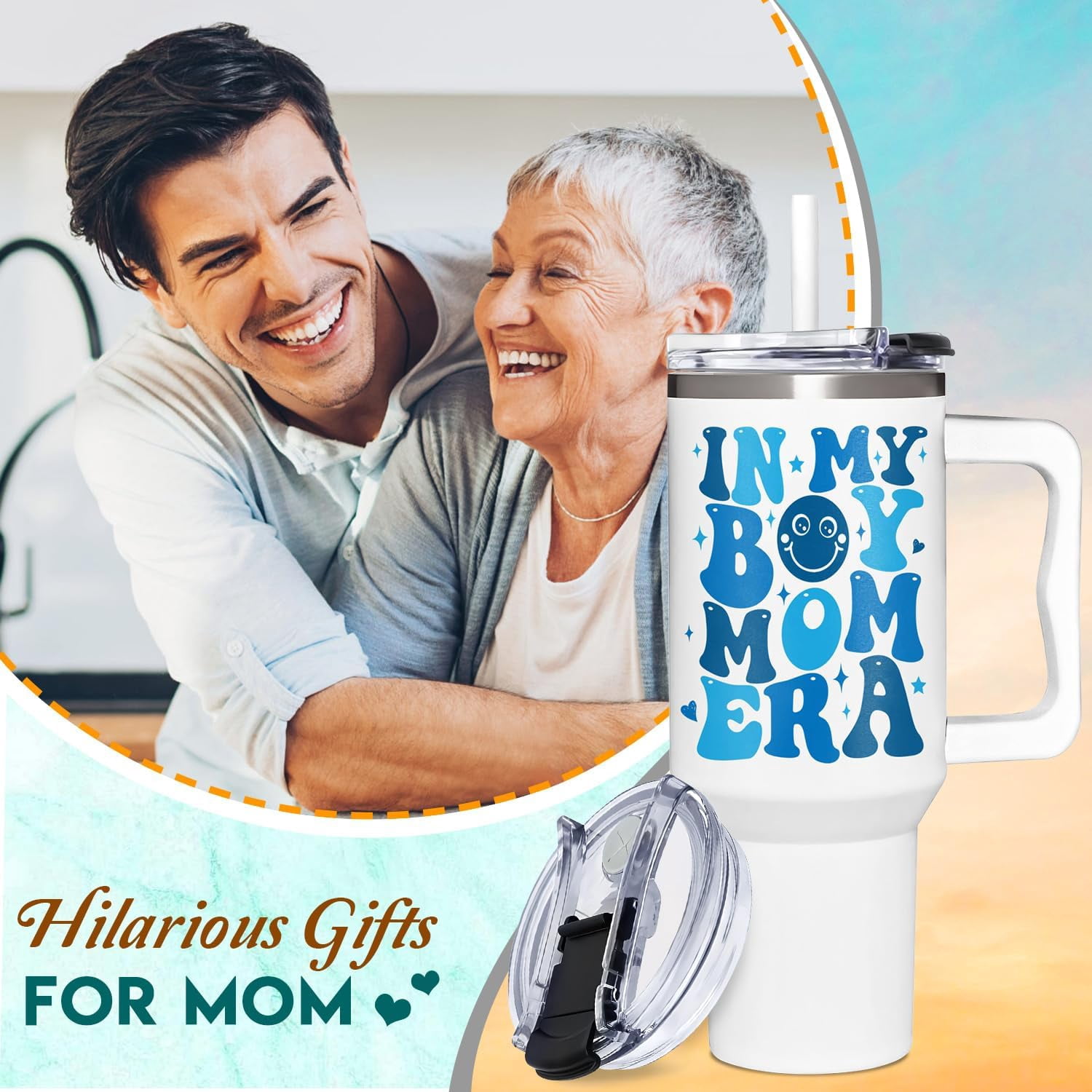 Mothers Day Gifts For Boy Mom, Boy Mom Gifts, Era - In My Boys Moms Era - Funny Tumbler 40oz With Handle