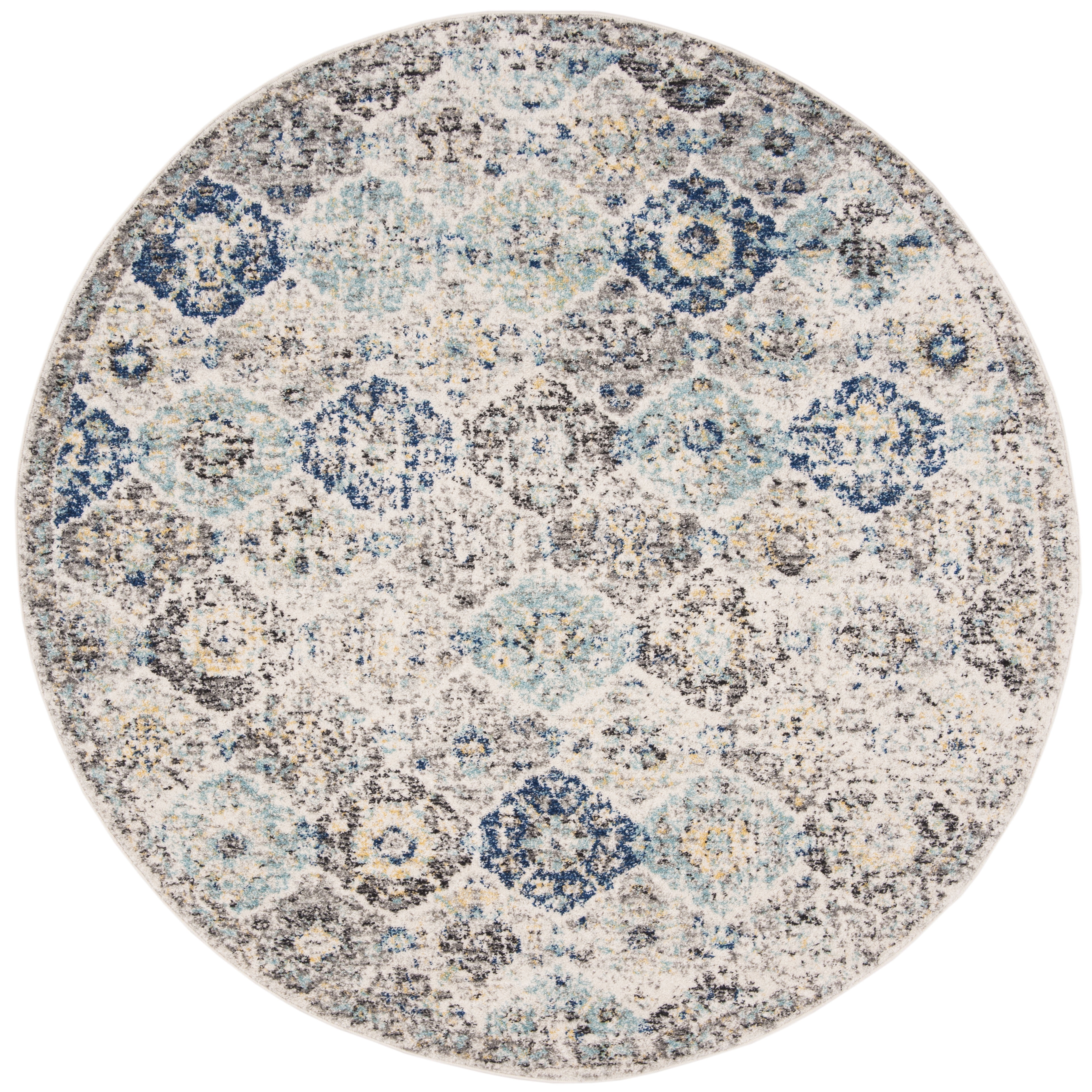 SAFAVIEH Round Rug 12' - Madison Collection - X-Large - Transitional Modern Design, Ivory & Aqua, Non-Shedding & Easy Cleaning, Ideal for Living Room, Bedroom, Dining Space (MAD611A)