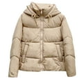 thumbnail image 4 of Puffer Jacket Womens Down Jackets Ladies Oversize Zipper Winter Padded Jacket Windproof Womens Winter Coats Khaki L, 4 of 4