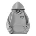 thumbnail image 2 of Girl Hoodies Size 10-12 Long Sleeve Heart Print Soft Sweatshirt Graphic Hoody Kids Cute Pullovers Top Clothes For Girls,Grey,11-12 Years, 2 of 3