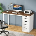 thumbnail image 1 of Tribesigns Computer Desk with 5 Drawers, 47 inches Rustic Brown Home Office Desk with Storage, 1 of 5