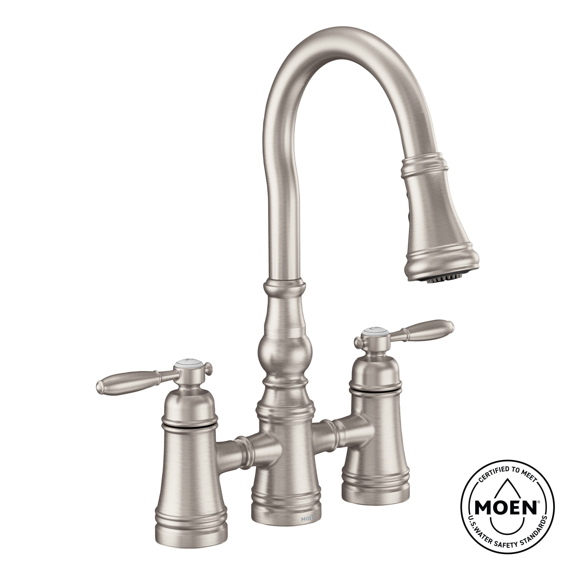 Moen S73204 Weymouth 1.5 GPM Bridge Pull Down Kitchen Faucet - Bronze