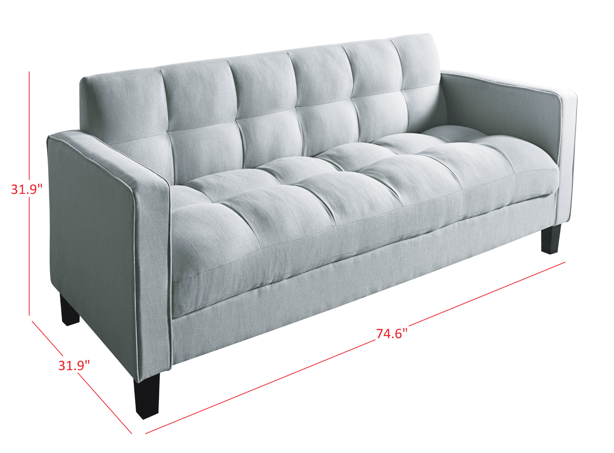 Home Design Vernal 2-Piece Upholstered Square Arm Living Room Furniture Set with Loveseat and Sofa, Delift