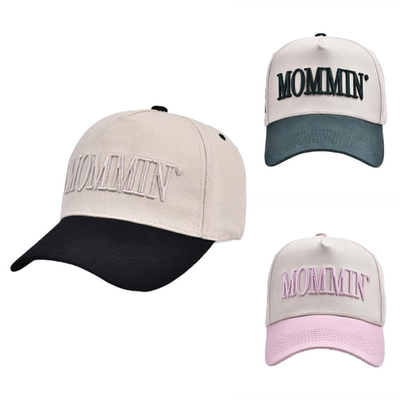 Women's Sassy Baseball Cap, “MOMMIN TOO BUSY TO CARE” Embroidered Message on Cotton Twill, Funny Mom Hat for Running Errands, Playground, and Girl Power. Black