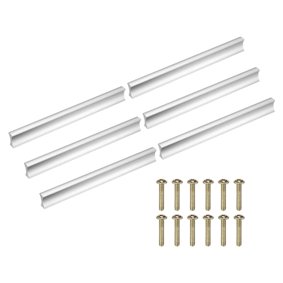 Uxcell 6 Pack Drawer Pulls, 5"(128mm) Hole Spacing 5.3" L Kitchen Handles, Aluminum Alloy Furniture Hardware Handles for Bathroom Dresser, Cupboard and Wardrobe, Matte Silver