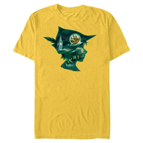 Disney Peter Pan & Wendy Silhouette of Adventure Disney - Short Sleeve Blended T-Shirt for Adults - Customized-Yellow