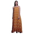thumbnail image 1 of Bimba Robe de Nuit Orange à Feuilles Florales et Roses Imprimées pour Femmes Longue à Bretelles Spaghetti Robe Maxi Vêtement de Nuit Robe X-Grand, 1 of 5