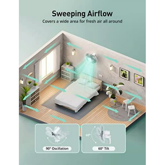 PARIS RHÔNE Wall Mount Fan with Remote,16 Inch Wall Fan with 5 Blades, 5 Speeds, 8 Hour Timer, 90° Oscillating Quiet Wall Fan with Remote for Home Office Bedroom Living Room Garage (White)