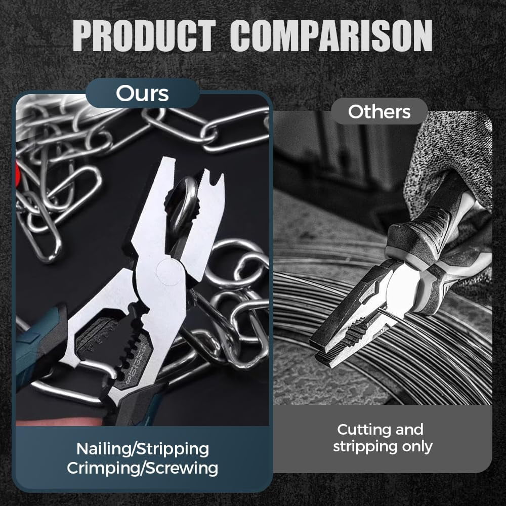 Industrial-Grade Multi-Function Cutting Pliers, 9-Inch Wire Stripper Cutter with Crimper, Nail Puller – All-in-One Tool for Electrical Work, Home Repair