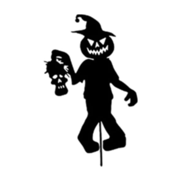 Clearance Sale | Set of 4 Black Metal Halloween Silhouette Yard Signs with Stakes, Ghost Witch Pumpkin Outdoor Decor