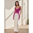 thumbnail image 3 of Gupgi Women Halter Cami Top Irregular Deep V Neck Ruffle Crop Top Solid Color Backless Tank Shirt, 3 of 9