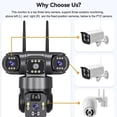 thumbnail image 5 of Solar Camera Outdoor Wireless WiFi Three Lens Solar Security Camera 360° Pan & Tilt, No Blind Spots Smart AI Human Detection Tracking Color Night Vision 2-Way Talk Siren Alarm No Cellular Needed, 5 of 7