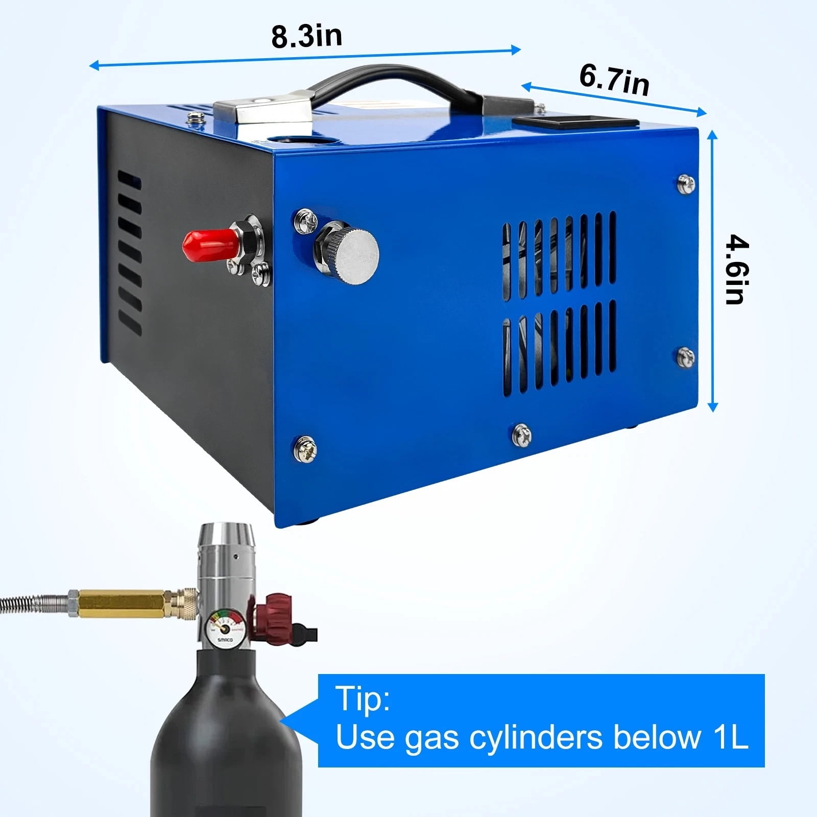 iMeshbean PCP Air Compressor, 4500PSI Portable PCP Compressor, 12V DC/110V 220V AC, PCP Manual-stop, w/Built-in Fan, for Paintball, Scuba Bottle