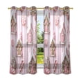 thumbnail image 6 of Yayeee Window Curtains Light Filtering 63"x42" Grommet Panel Pair Home Living Room Decor, Pink Gingerbread Houses, 6 of 7