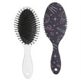 thumbnail image 2 of Space Geometric Hair Brush, Soft Bristle Paddle Comb for Wet Dry Hair, Tribal Pattern, Aesthetic Detangling Brush for Men, Women, Kids, 2 of 7