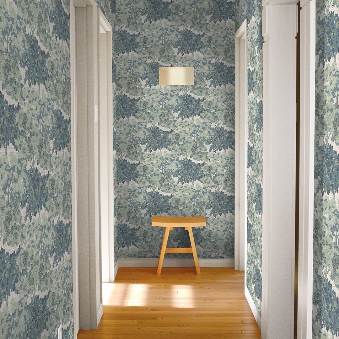 Tempaper Green Canopy Toile Faux Grasscloth Removable Peel and Stick Wallpaper, 20.5 in X 16.5 ft