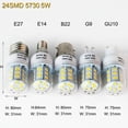 thumbnail image 1 of Bombillas LED de maíz, Base de tornillo, ampolla 5730 SMD, para el hogar, dormitorio, lámparas de mesa, 5 piezas, 5W, 7W, 9W, 12W, 15W, 25W, E27, E14, B22, G9, GU10, 220V, 1 of 4