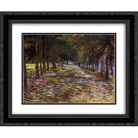 Vincent van Gogh 2x Matted 24x20 Black Ornate Framed Art Print 'Avenue in Voyer d'Argenson Park at Asnieres'