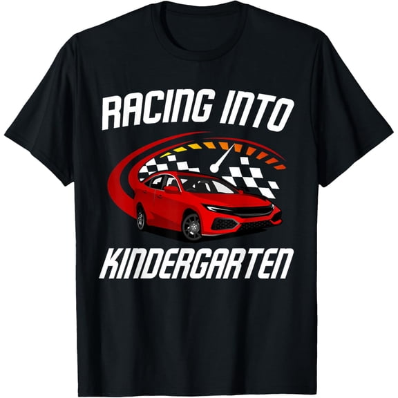 Racecar First Day of Kindergarten Kids Boys Girls T-shirt