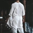 thumbnail image 4 of MOJOGO Men's Beachwear Robe Open Front Cardigan Half Sleeve Mesh Coverups with Fringe Lightweight Vacation Outfits M, 4 of 6