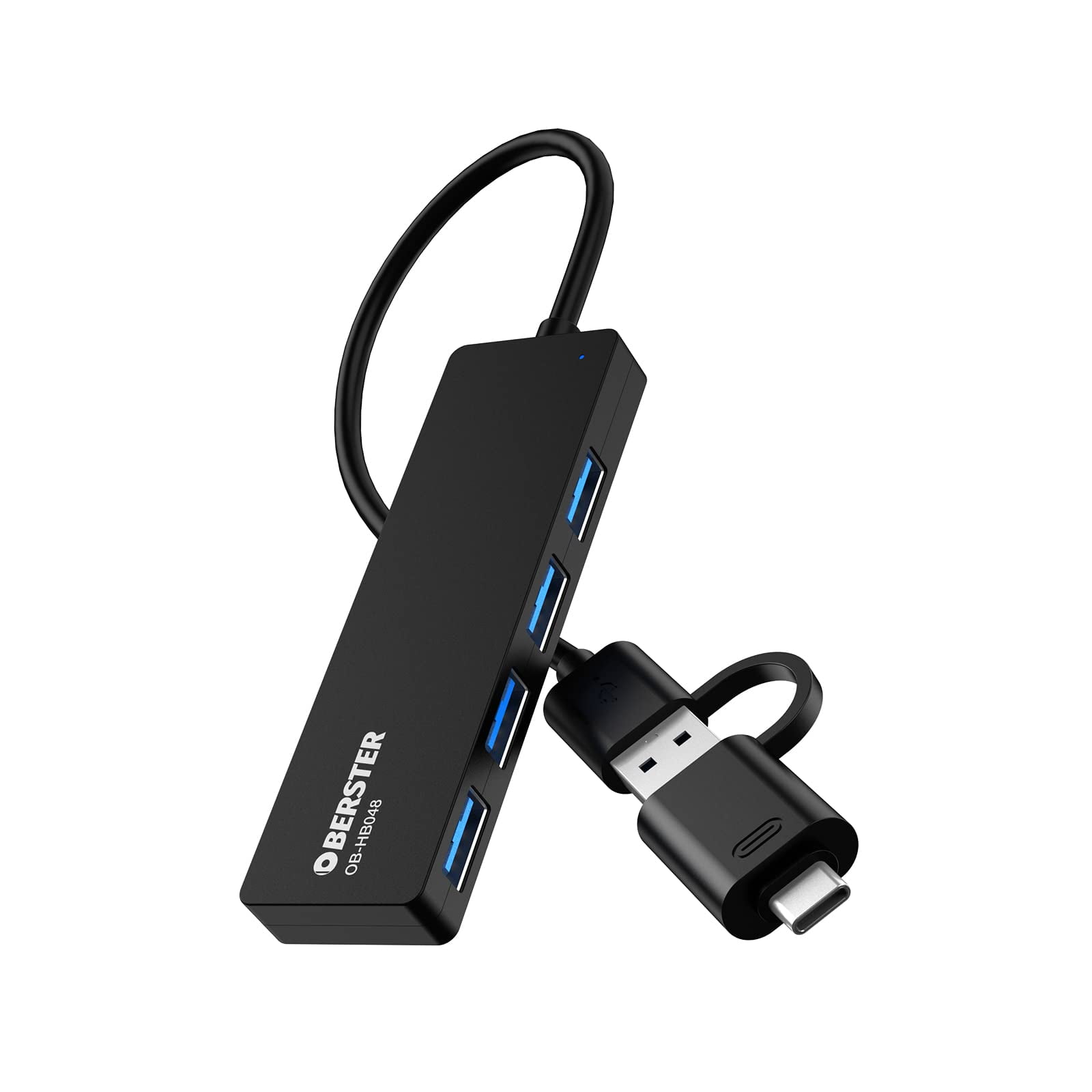 USB 3.0 USB Splitter with 4-Port 5Gbps and USB C Adapter, Ultra Slim USB 3.0 Data Hub for MacBook Pro/Air, Mac Mini, iPad, PC, Laptops, PS4/5, Flash Drive, Mobile