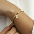 thumbnail image 3 of Turandoss 14K Gold Plated Bracelet for Women Gold Plated Charm Letter H Beaded Bracelet for Women Trendy Womens Dainty Gold Personalized Initial Disc Bracelet Jewelry, 3 of 8