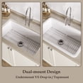 thumbnail image 4 of 32" L White Rectangle Fireclay Dual-Mount Kitchen Sink with Basket Strainer and Bottom Grid, 4 of 7