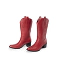 thumbnail image 4 of Botas de Mujer DREAM PAIRS con Punta Cuadrada Bordadas en Rojo Talle 9.5, 4 of 7