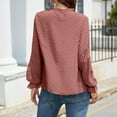 thumbnail image 6 of Women Ruffle Long Sleeve Shirt Casual Fashionable Crew Neck Shirred Pleated Solid Colour Top Blouse Rose Pink S, 6 of 6
