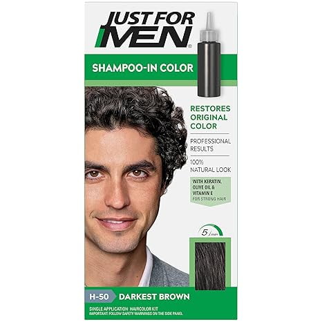 Just For Men Hispanic Shampoo-In Hair Color, Darkest Brown, #4931, Kit