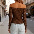 thumbnail image 6 of Erwazi Women's Lace Cutout Blouse One Shouder Long Sleeve Slim Fit Spring Basic Top, 6 of 7