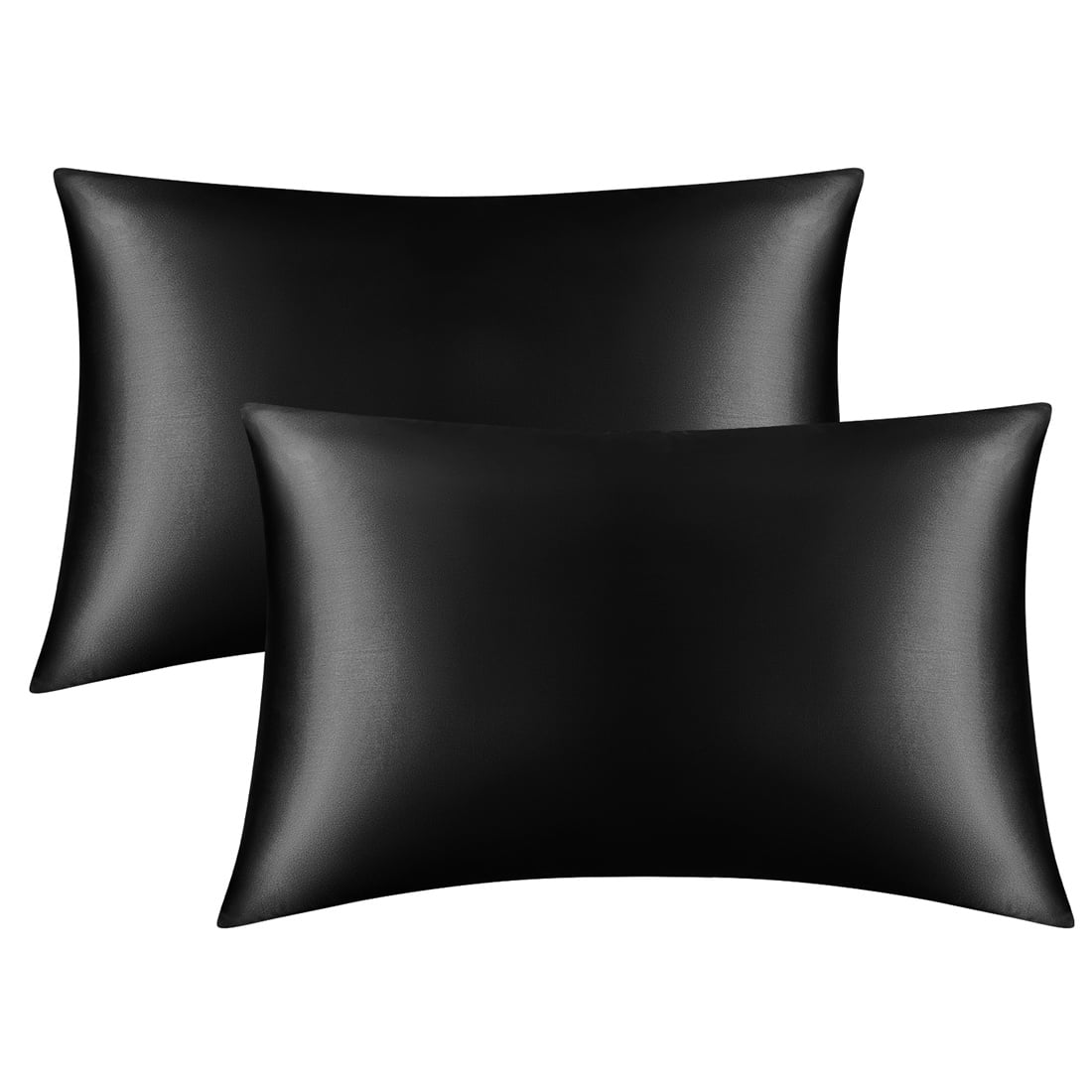 Lyacmy Satin Pillowcase Set of 2 Queen with Envelope Closure, Black