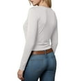 thumbnail image 4 of vigerkar Womens Long Sleeve Twist Front V Neck T Shirts Slim Fit Trendy Shirt Tee (White, M), 4 of 6